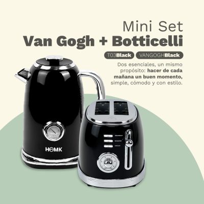 Set Tostadora Botticelli Black+ Pava eléctrica Van Gogh Black - Imagen 2