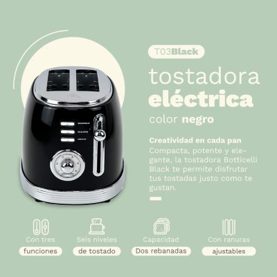 Set Tostadora Botticelli Black + Pava eléctrica Botticelli Black + Licuadora Bansky - Imagen 5